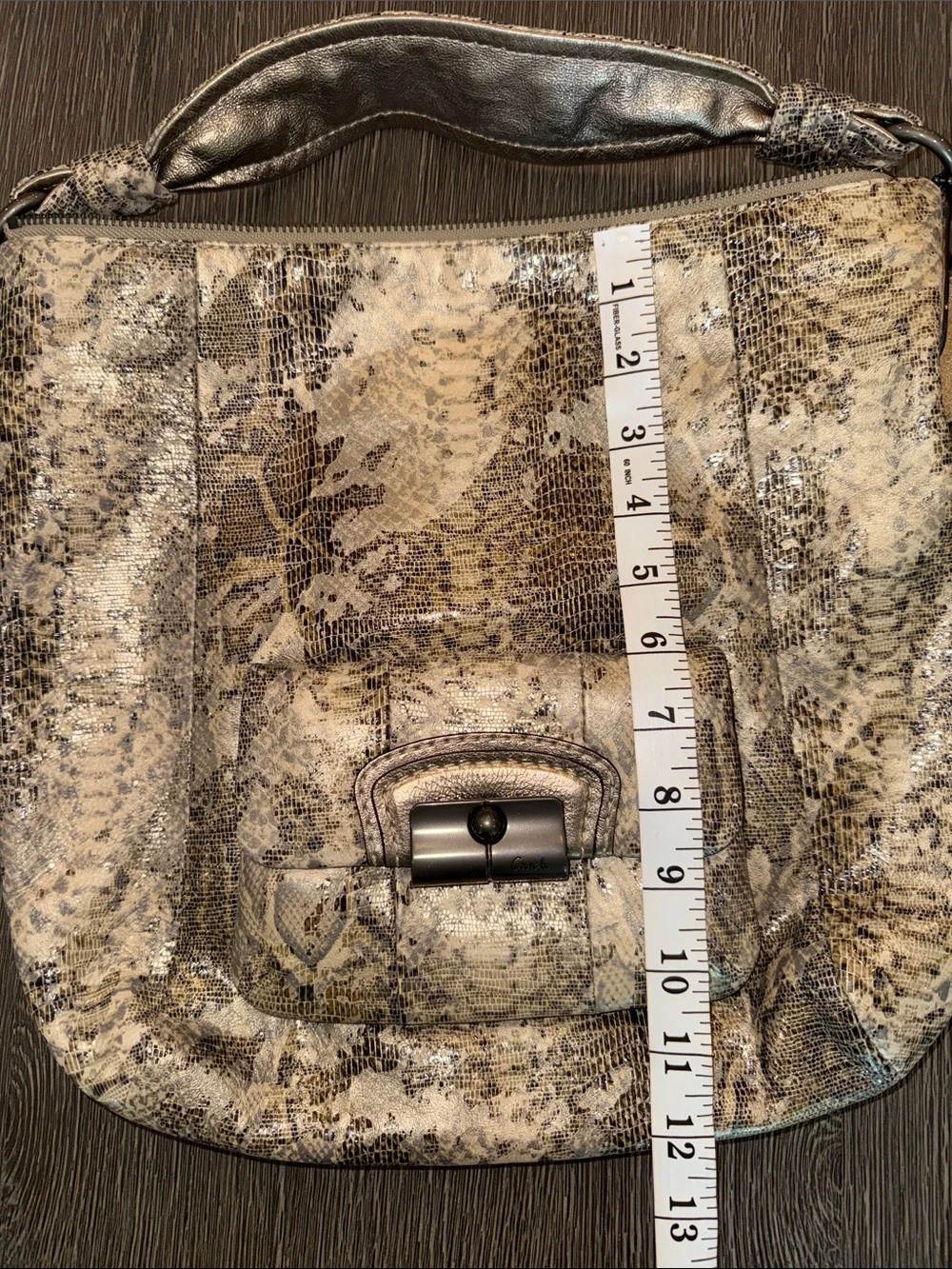 Coach Python-Print Leather Shoulder Bag Double Strap